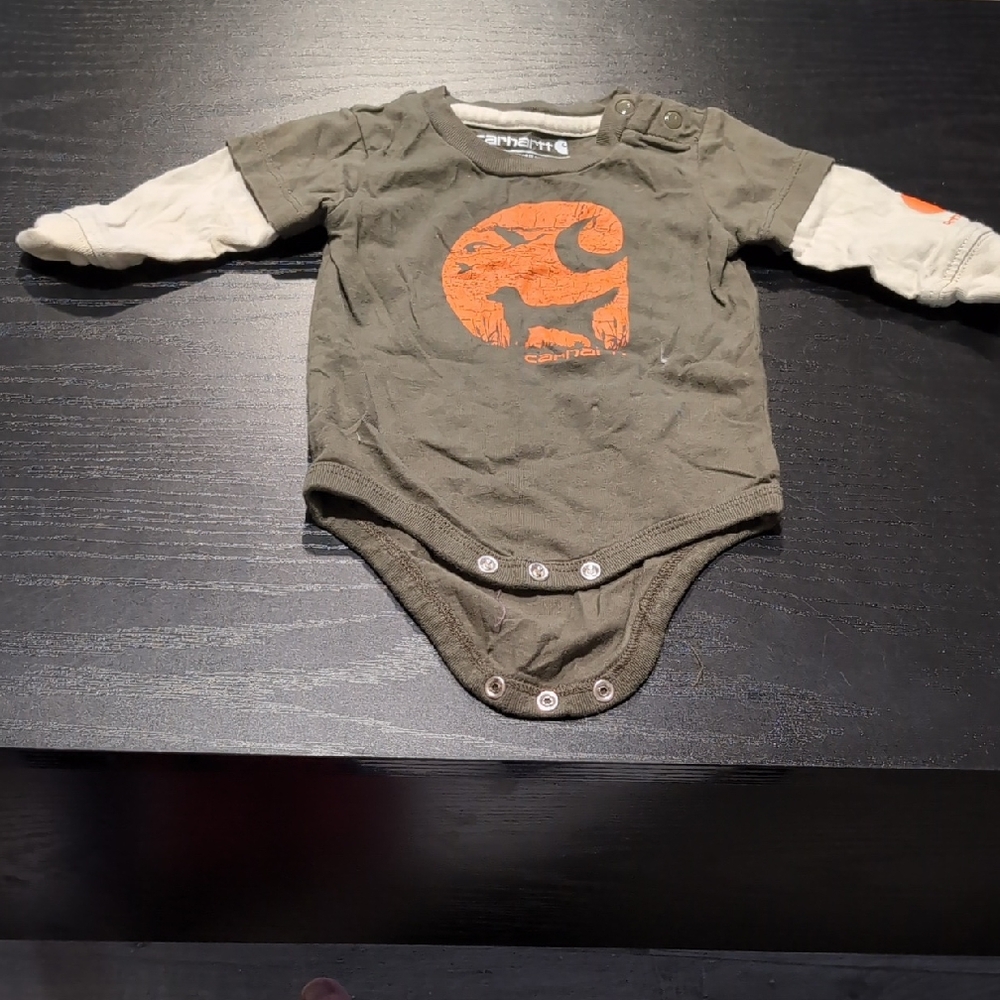 Carhartt Olive and Cream Bodysuit with Orange Logo